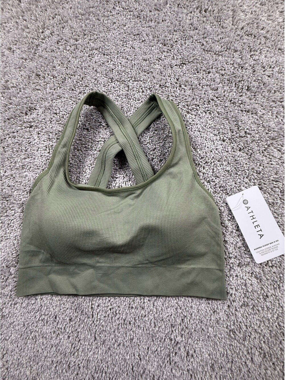 Athleta Aurora Scoop Bra Size Medium D-DD Sage Green NWT